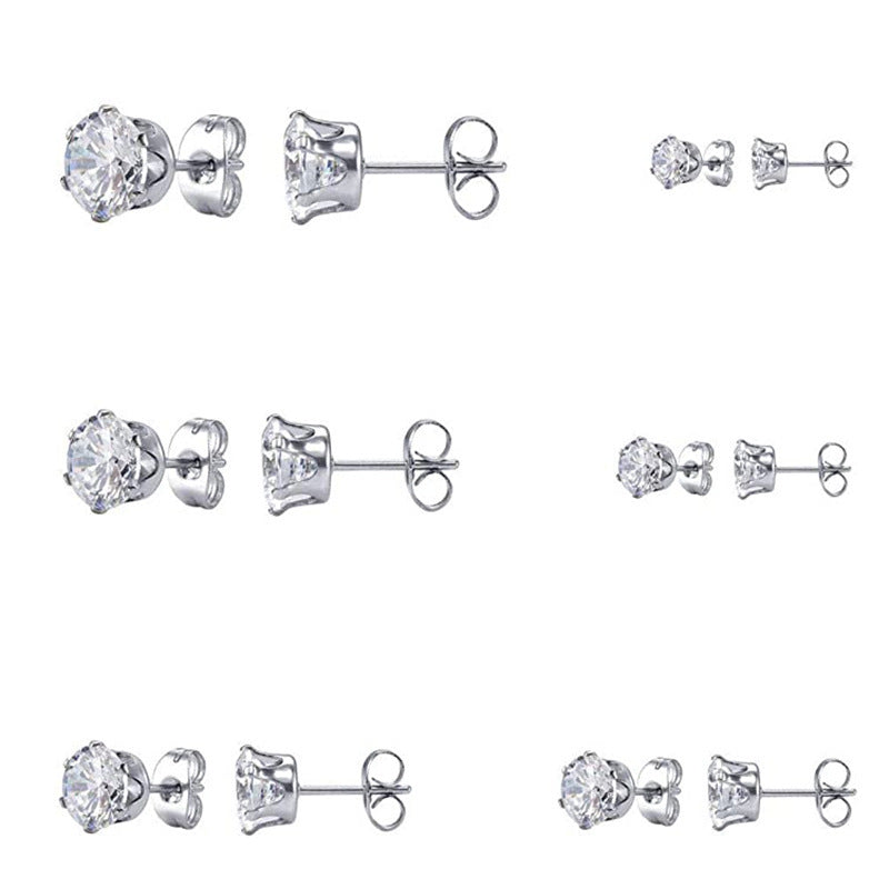 Boucles d’oreilles couronne – Zircon serti à six griffes, éclat royal