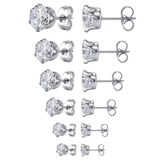 Boucles d’oreilles couronne – Zircon serti à six griffes, éclat royal
