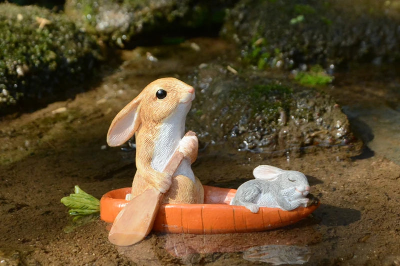Décos de Pâques lapin – Figurines miniatures pour maison ou jardin féerique
