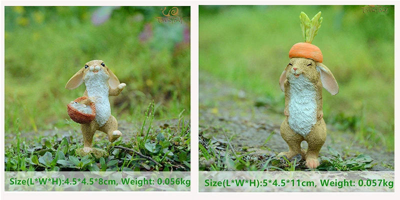 Décos de Pâques lapin – Figurines miniatures pour maison ou jardin féerique