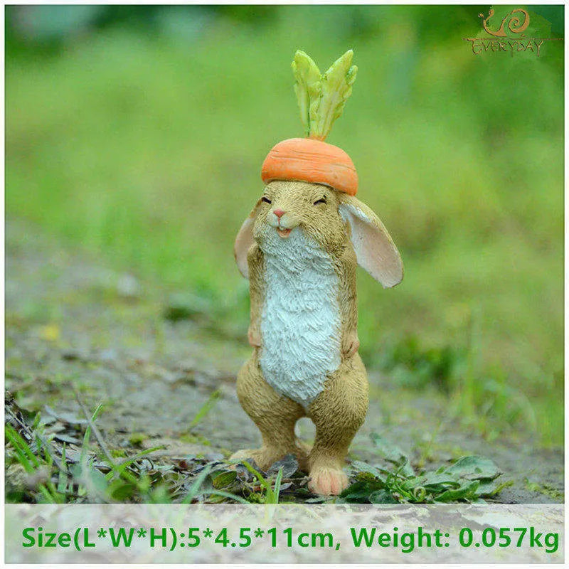 Décos de Pâques lapin – Figurines miniatures pour maison ou jardin féerique
