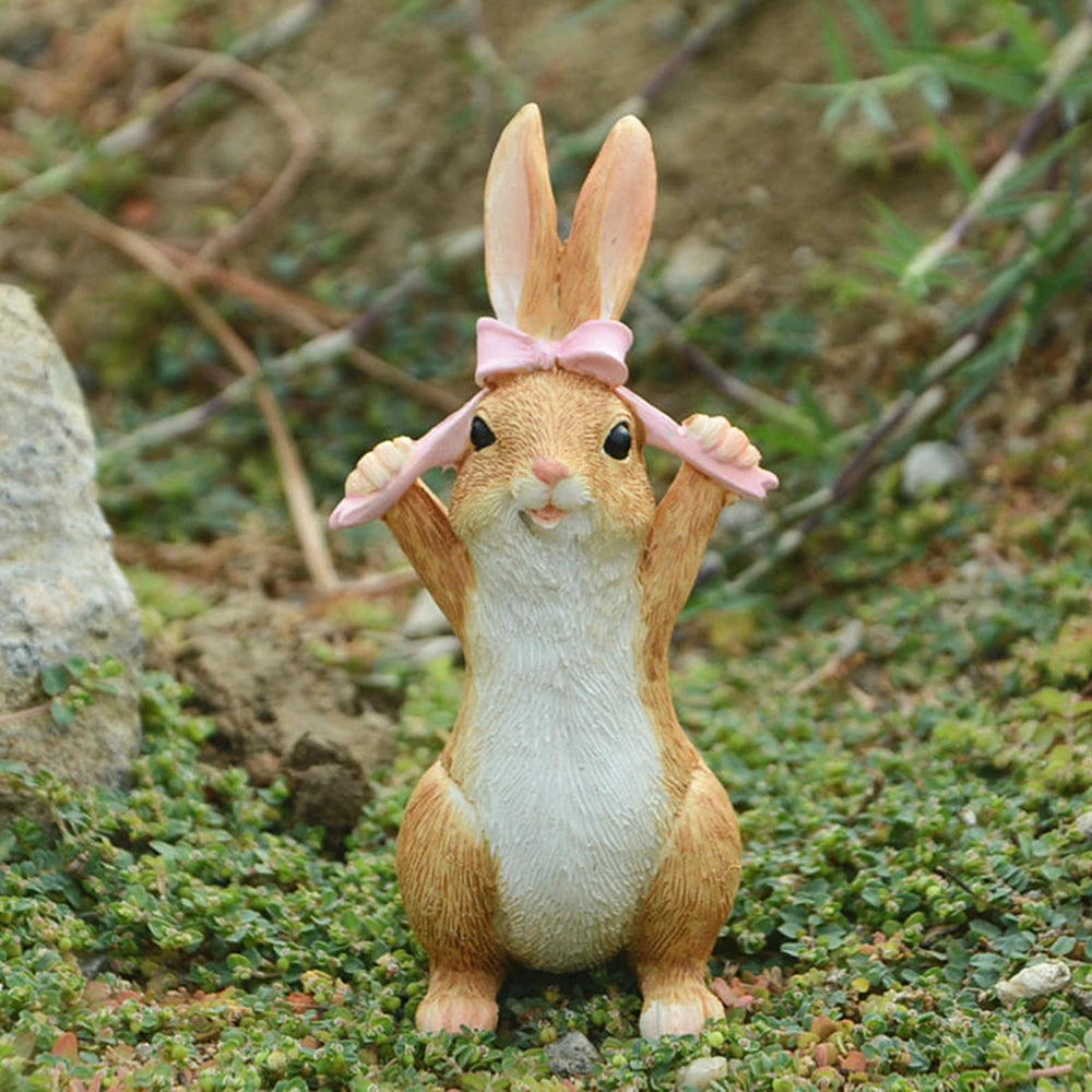 Décos de Pâques lapin – Figurines miniatures pour maison ou jardin féerique