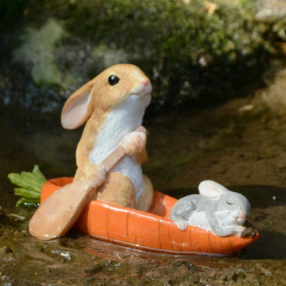 Décos de Pâques lapin – Figurines miniatures pour maison ou jardin féerique