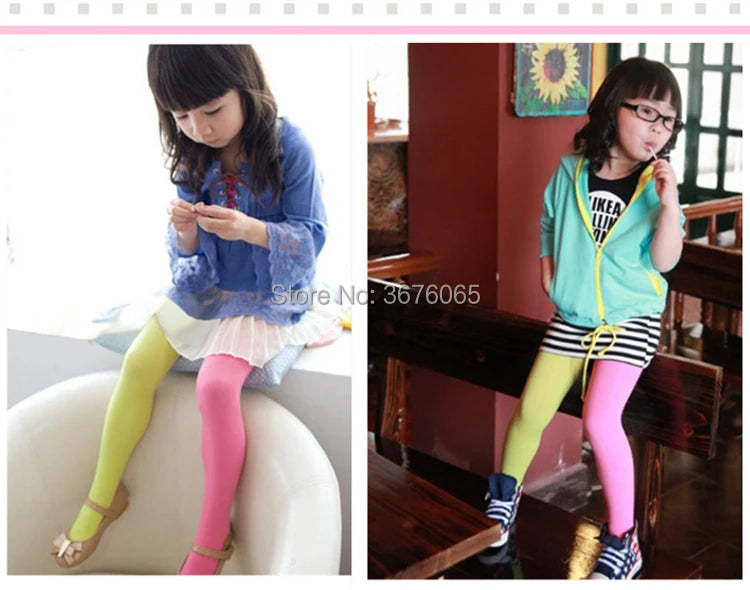 Girls candy color tights for baby kids cute velvet pantyhose contrast Combination color girl spring/autumn warm dance stockings