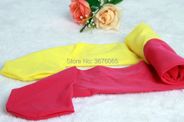 Girls candy color tights for baby kids cute velvet pantyhose contrast Combination color girl spring/autumn warm dance stockings