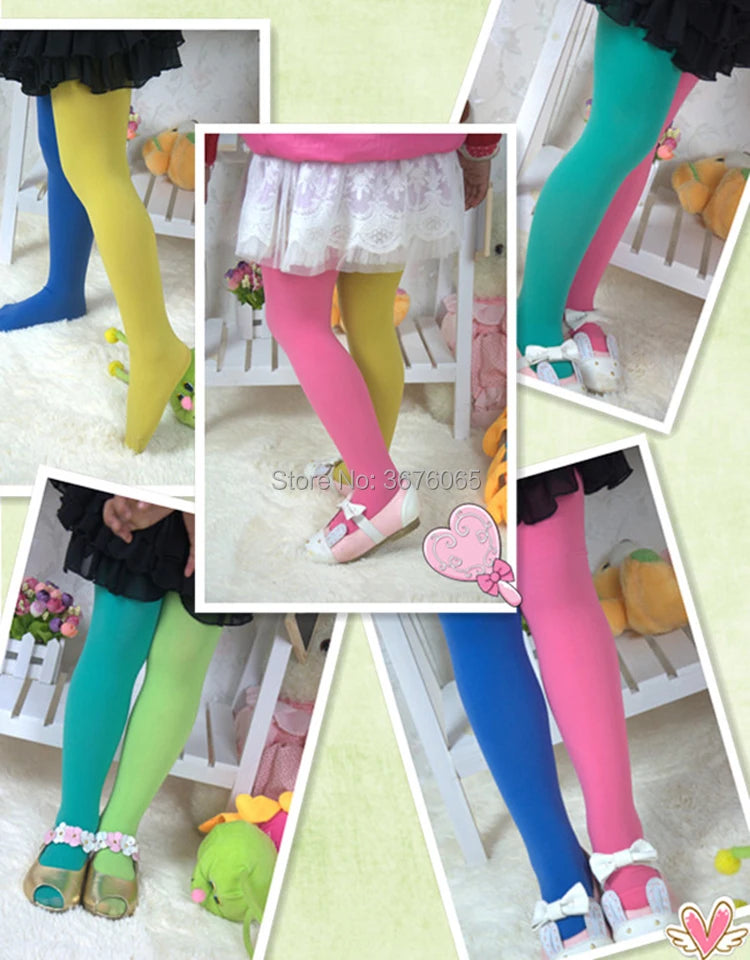 Girls candy color tights for baby kids cute velvet pantyhose contrast Combination color girl spring/autumn warm dance stockings