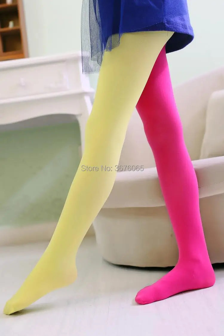 Girls candy color tights for baby kids cute velvet pantyhose contrast Combination color girl spring/autumn warm dance stockings