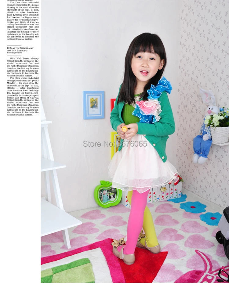 Girls candy color tights for baby kids cute velvet pantyhose contrast Combination color girl spring/autumn warm dance stockings