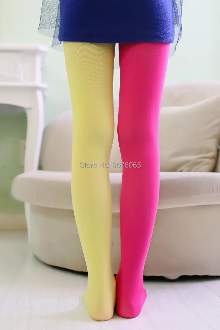 Girls candy color tights for baby kids cute velvet pantyhose contrast Combination color girl spring/autumn warm dance stockings