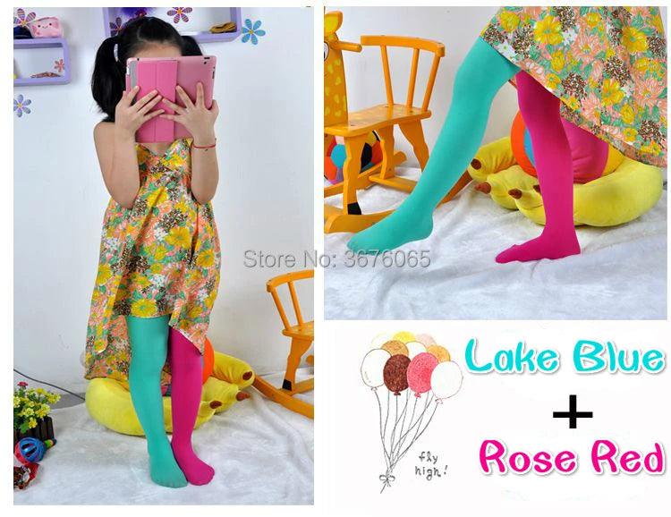 Girls candy color tights for baby kids cute velvet pantyhose contrast Combination color girl spring/autumn warm dance stockings