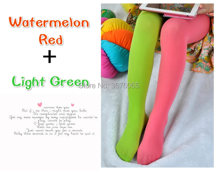 Girls candy color tights for baby kids cute velvet pantyhose contrast Combination color girl spring/autumn warm dance stockings