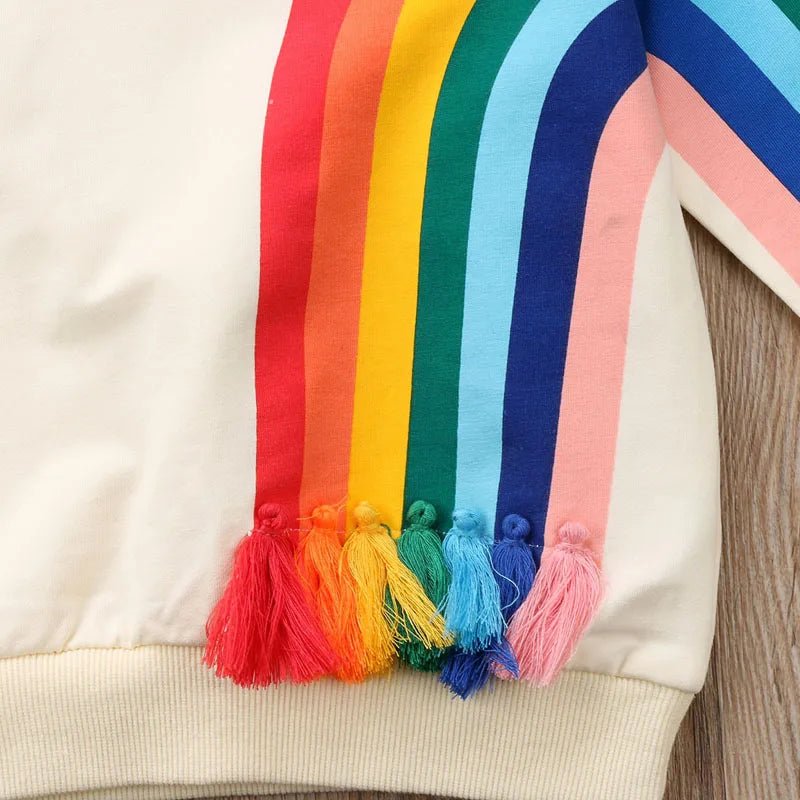 Sweat coloré bébé fille – Arc-en-ciel, chaleur et bonne humeur.