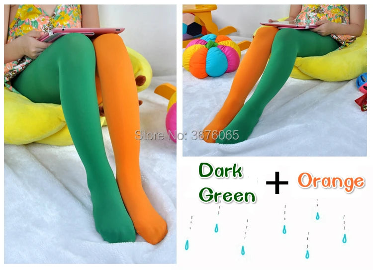 Girls candy color tights for baby kids cute velvet pantyhose contrast Combination color girl spring/autumn warm dance stockings