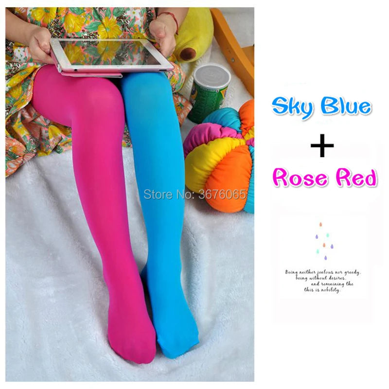 Girls candy color tights for baby kids cute velvet pantyhose contrast Combination color girl spring/autumn warm dance stockings