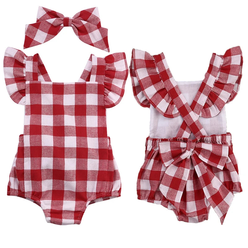 Combinaison bébé fille 2 pièces – Coton doux avec nœud élégant