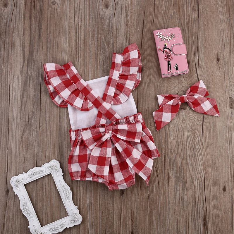 Combinaison bébé fille 2 pièces – Coton doux avec nœud élégant