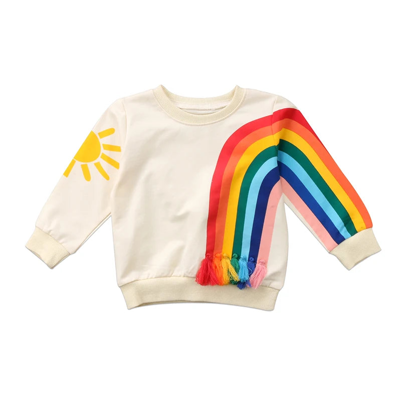 Sweat coloré bébé fille – Arc-en-ciel, chaleur et bonne humeur.