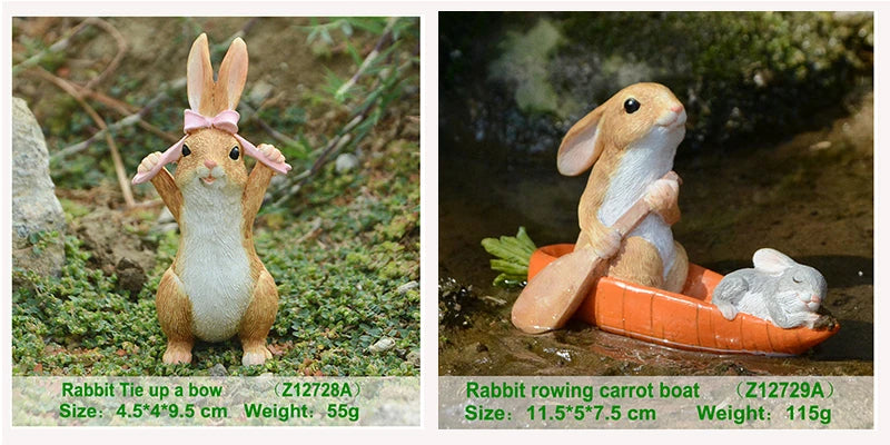 Décos de Pâques lapin – Figurines miniatures pour maison ou jardin féerique
