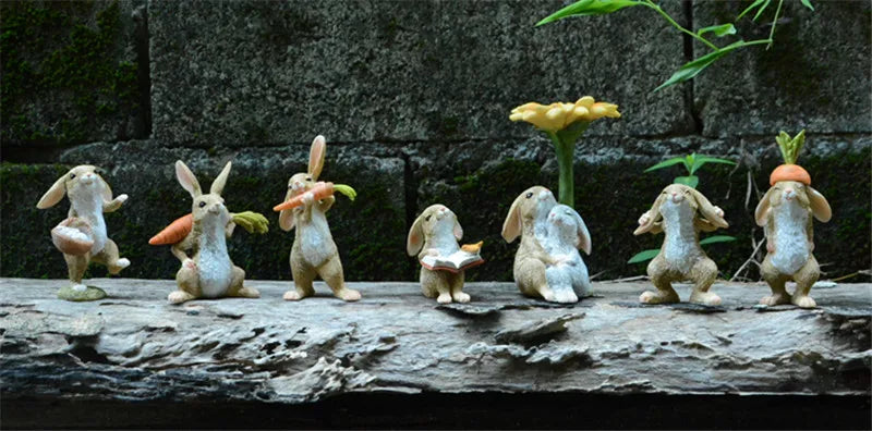 Décos de Pâques lapin – Figurines miniatures pour maison ou jardin féerique