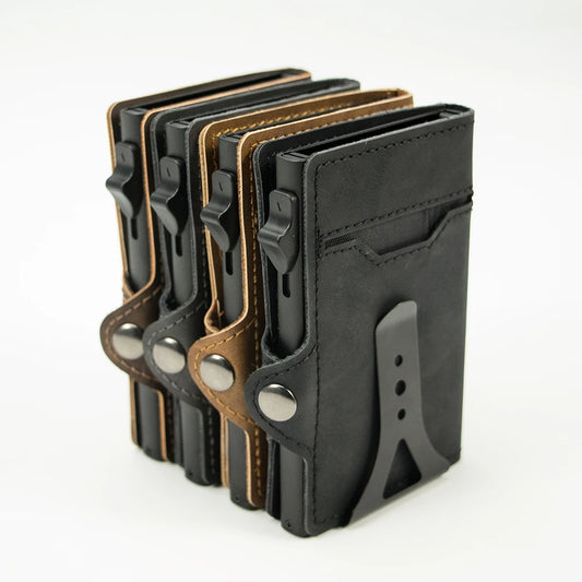 Porte-cartes cuir RFID avec clip billet