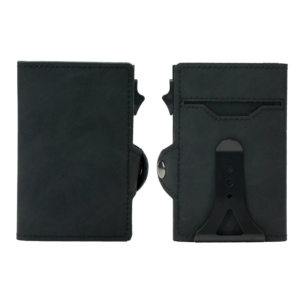 Porte-cartes cuir RFID avec clip billet