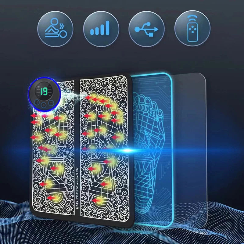 Tapis de massage pieds USB – 8 modes, 19 niveaux
