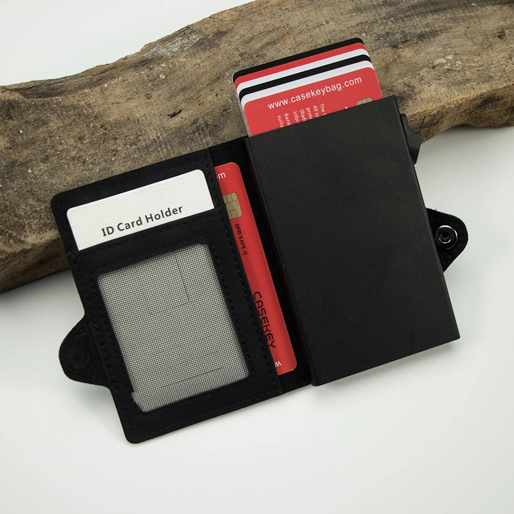 Porte-cartes cuir RFID avec clip billet