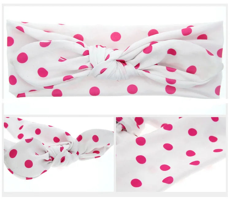 baby girl headband Infant hair accessory rabbit ear bow newborn Headwear Gift Toddlers bandage Ribbon Children Kid Printed Dot