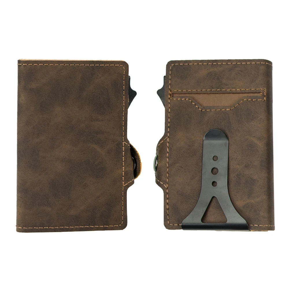 Porte-cartes cuir RFID avec clip billet