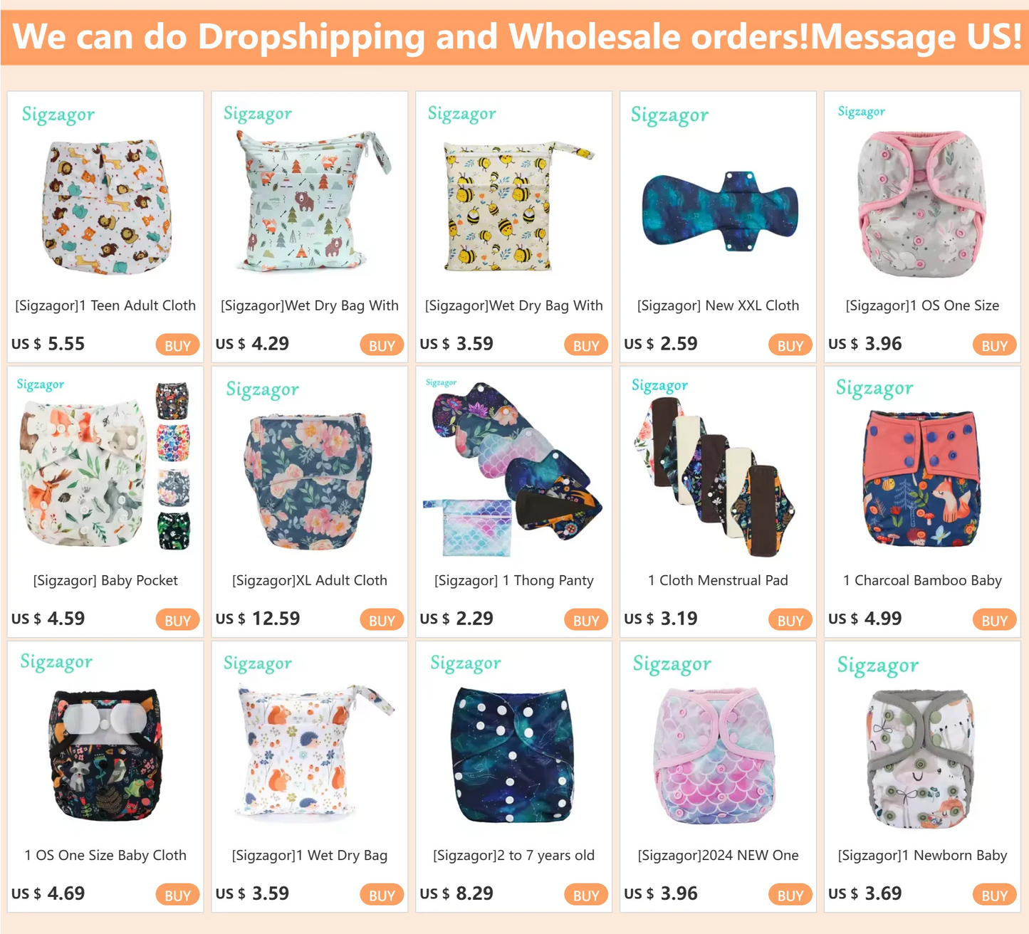 Sac imperméable bébé – Double poche, réutilisable et stylé