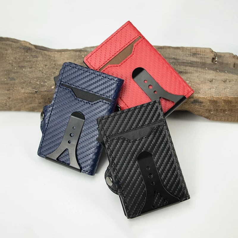 Porte-cartes cuir RFID avec clip billet