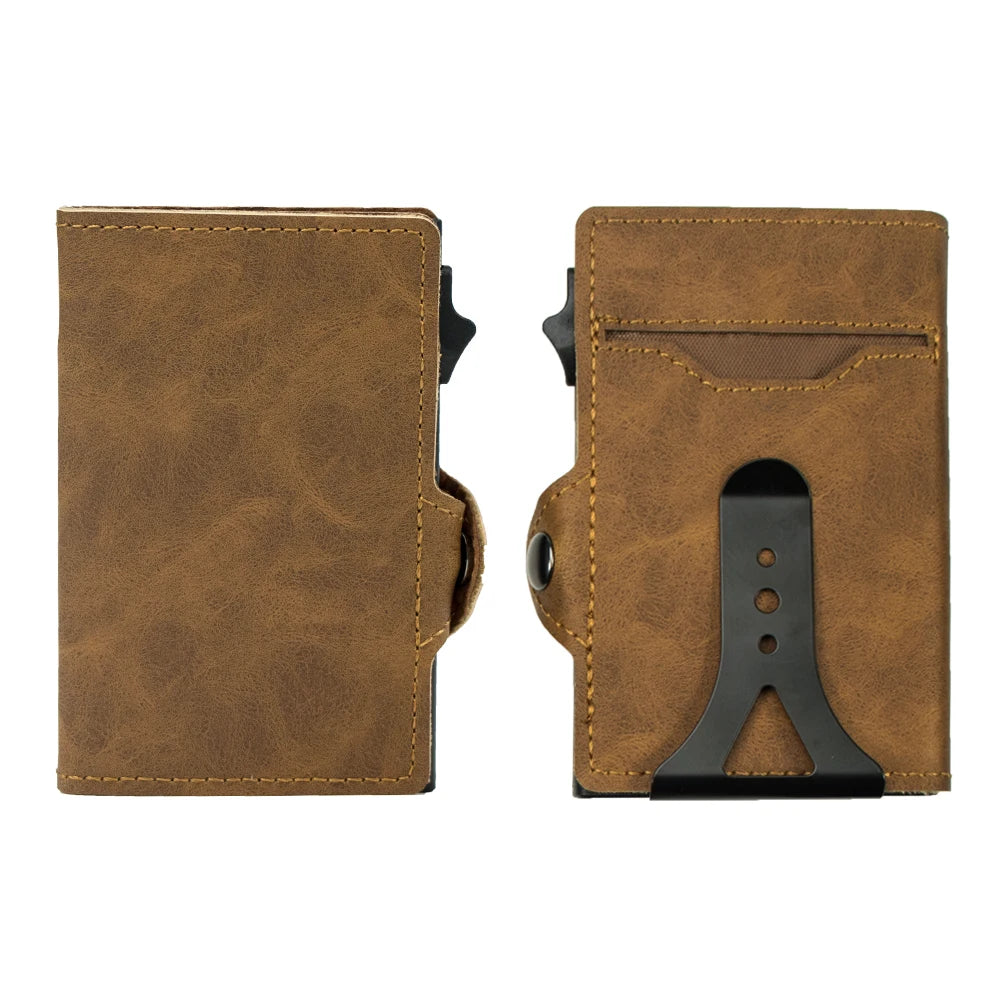 Porte-cartes cuir RFID avec clip billet