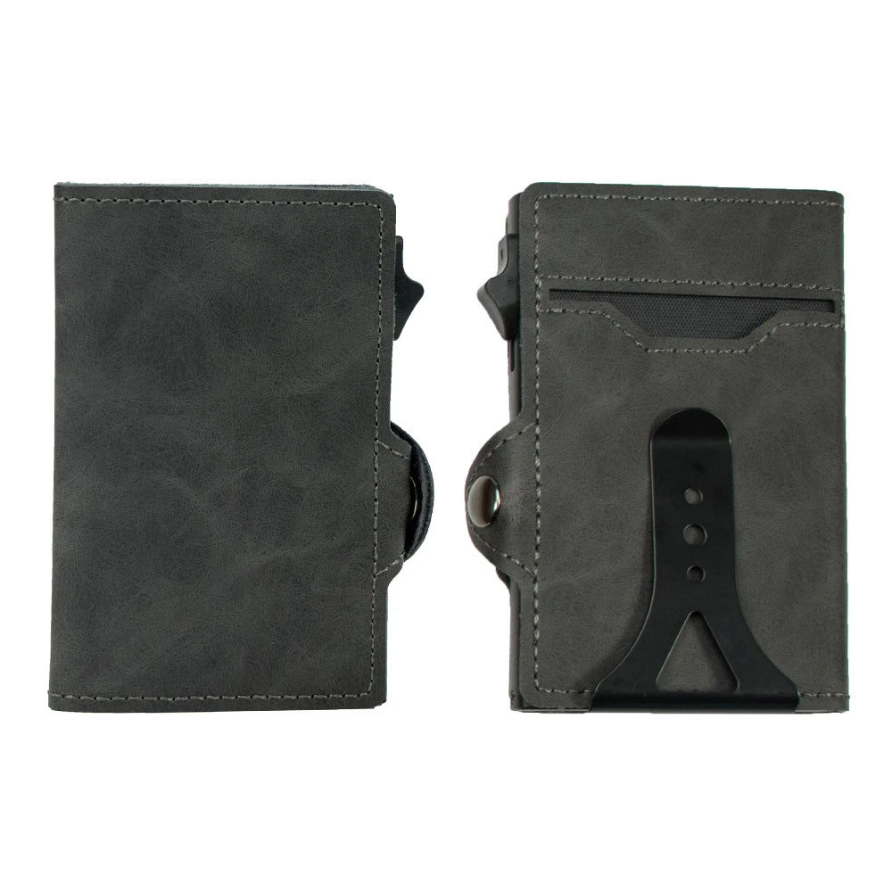 Porte-cartes cuir RFID avec clip billet