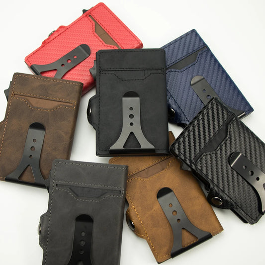 Porte-cartes cuir RFID avec clip billet