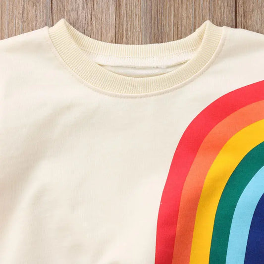 Sweat coloré bébé fille – Arc-en-ciel, chaleur et bonne humeur.
