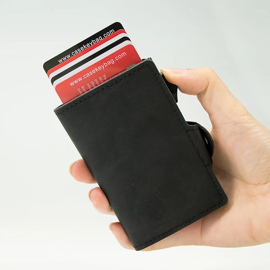 Porte-cartes cuir RFID avec clip billet